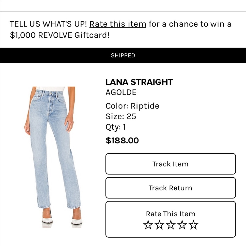 NWT - AGOLDE Lana Straight in Riptide